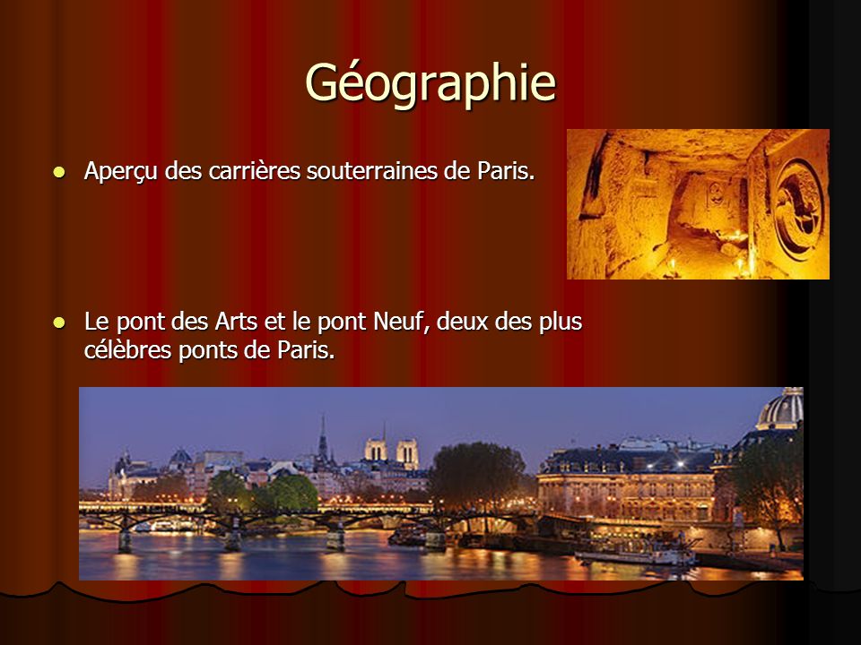 Géographie Aperçu des carrières souterraines de Paris.