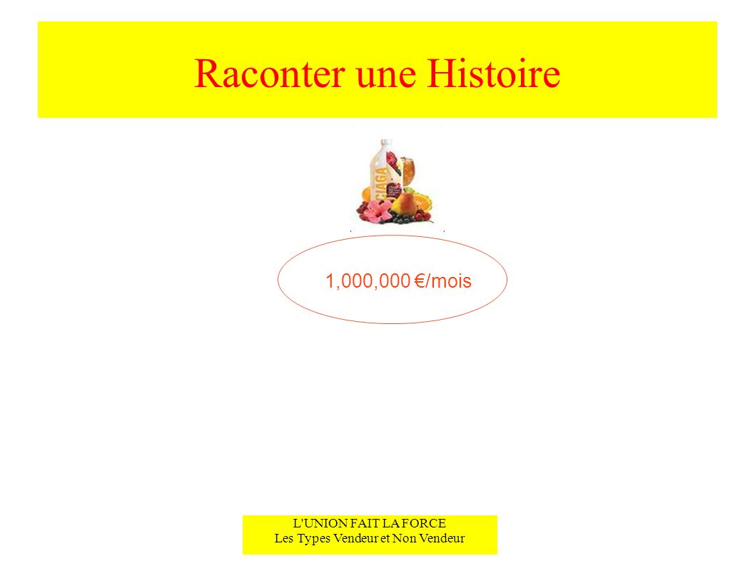 Raconter une Histoire L UNION FAIT LA FORCE Les Types Vendeur et Non Vendeur 1,000,000 /mois