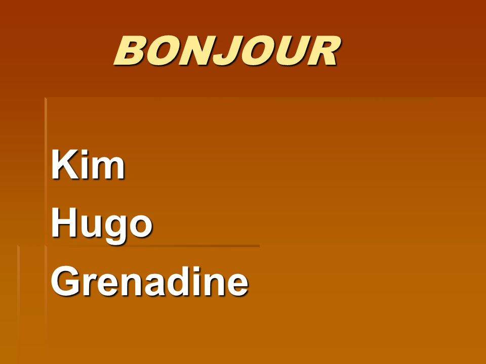 BONJOUR Kim Hugo Grenadine