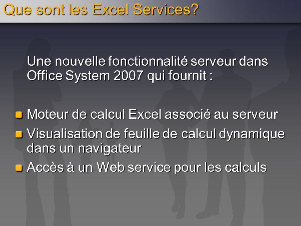Que sont les Excel Services.