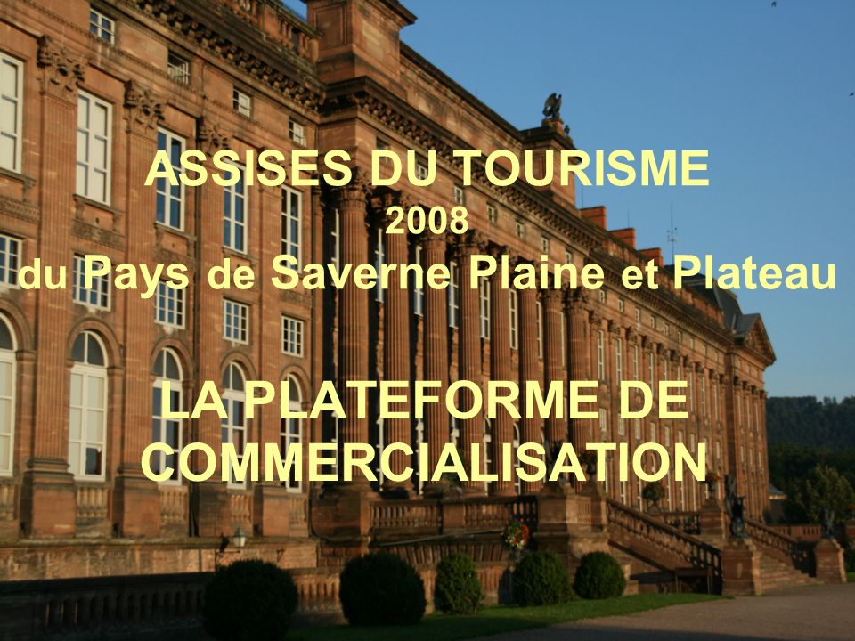 ASSISES DU TOURISME 2008 du Pays de Saverne Plaine et Plateau LA PLATEFORME DE COMMERCIALISATION