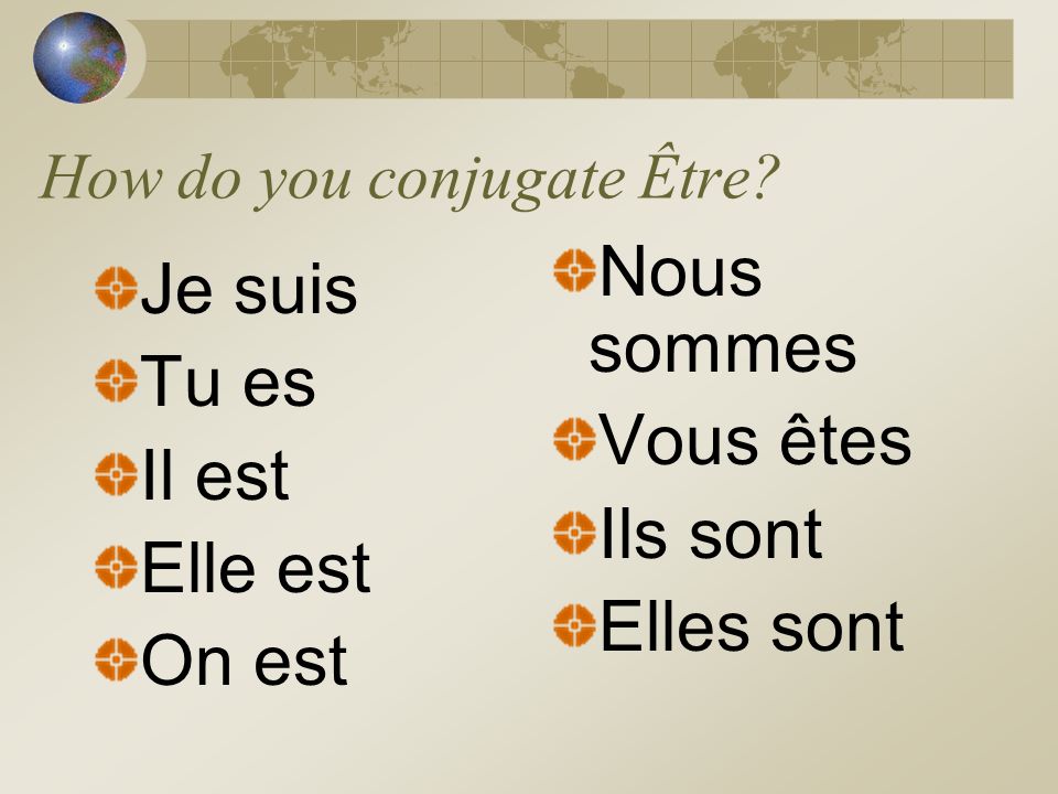 What does Être mean To be