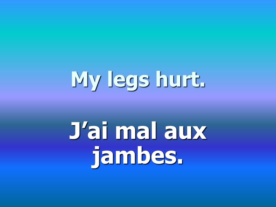 My legs hurt. Jai mal aux jambes.