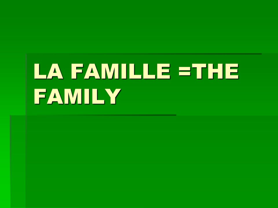 LA FAMILLE =THE FAMILY