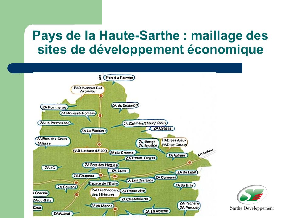 Pays de la Haute-Sarthe : maillage des sites de développement économique