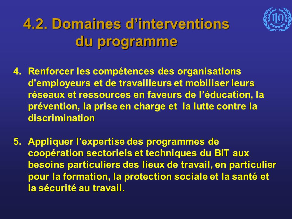 4.2. Domaines dinterventions du programme 4.
