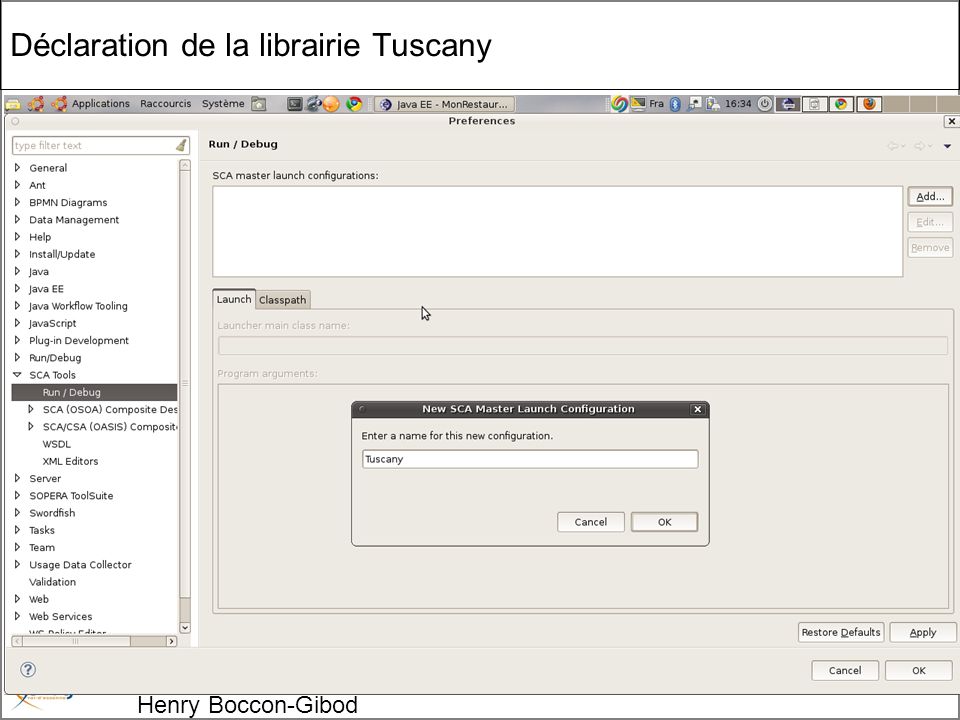 Cours MIAGE « Architectures Orientées Services » Henry Boccon-Gibod 9 Déclaration de la librairie Tuscany
