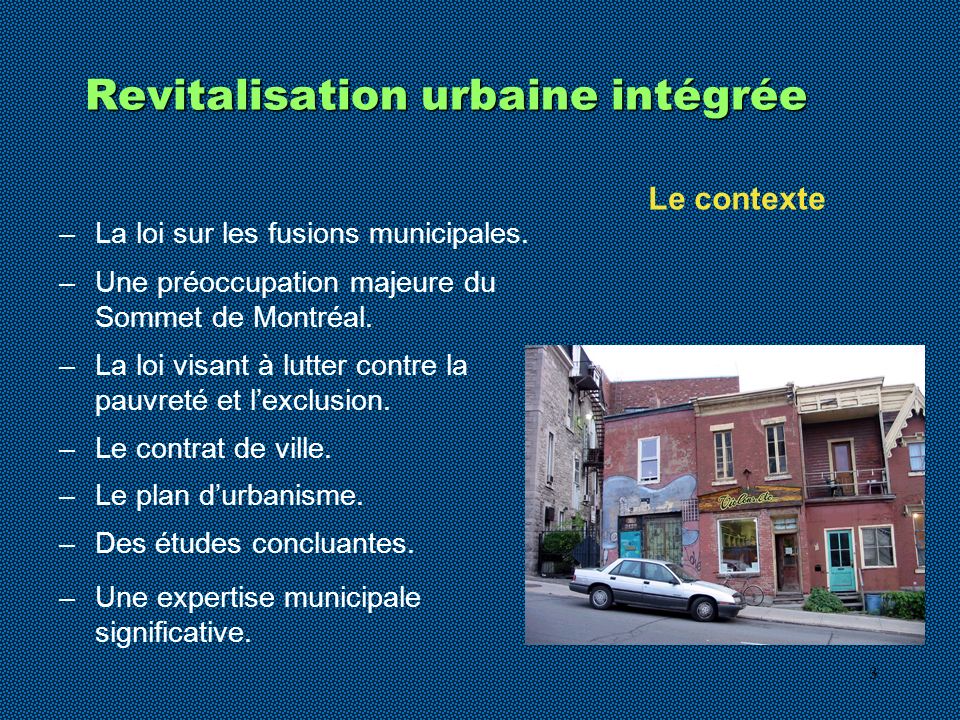 3 Revitalisation urbaine intégrée –La loi sur les fusions municipales.
