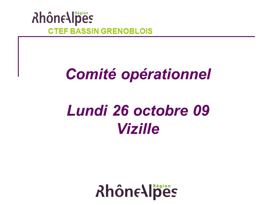 Comité opérationnel Lundi 26 octobre 09 Vizille CTEF BASSIN GRENOBLOIS