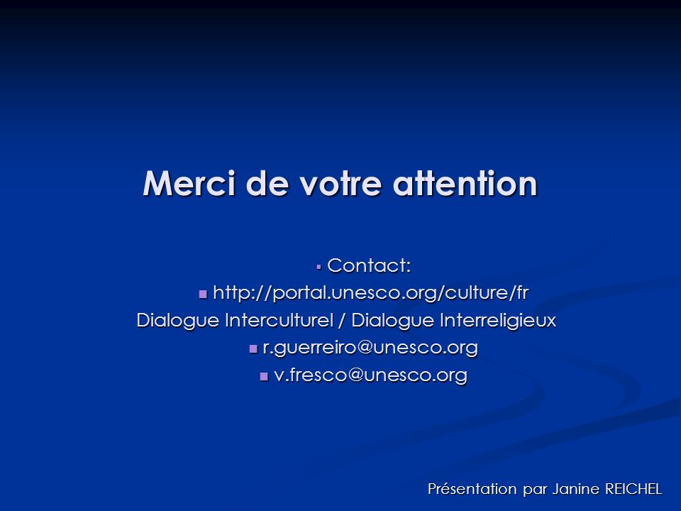 UNESCO 60 MINUTES POUR CONVAINCRE 27.Novembre 2007 Division Des ...