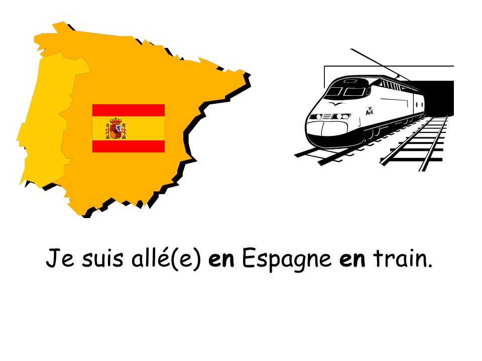 Je suis allé(e) en Espagne en train.