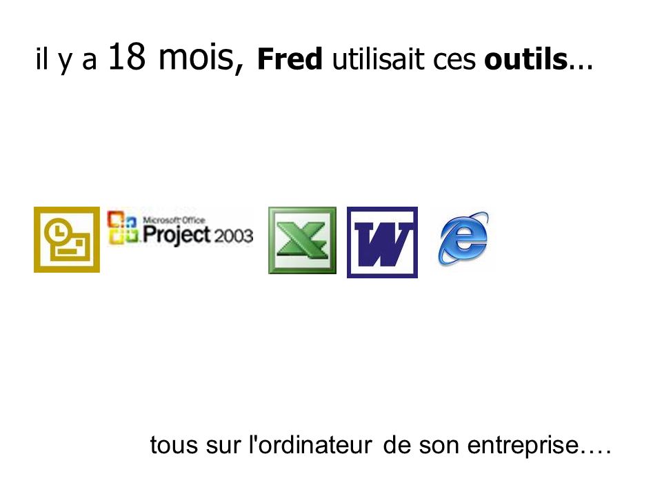 il y a 18 mois, Fred utilisait ces outils... tous sur l ordinateur de son entreprise….
