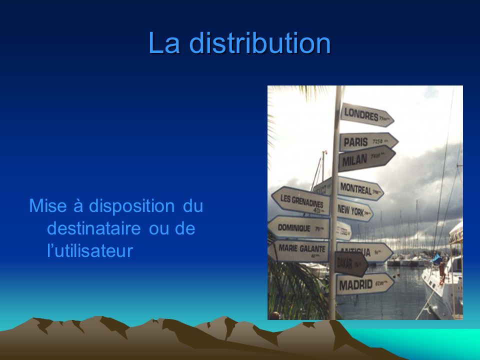 La distribution Mise à disposition du destinataire ou de lutilisateur