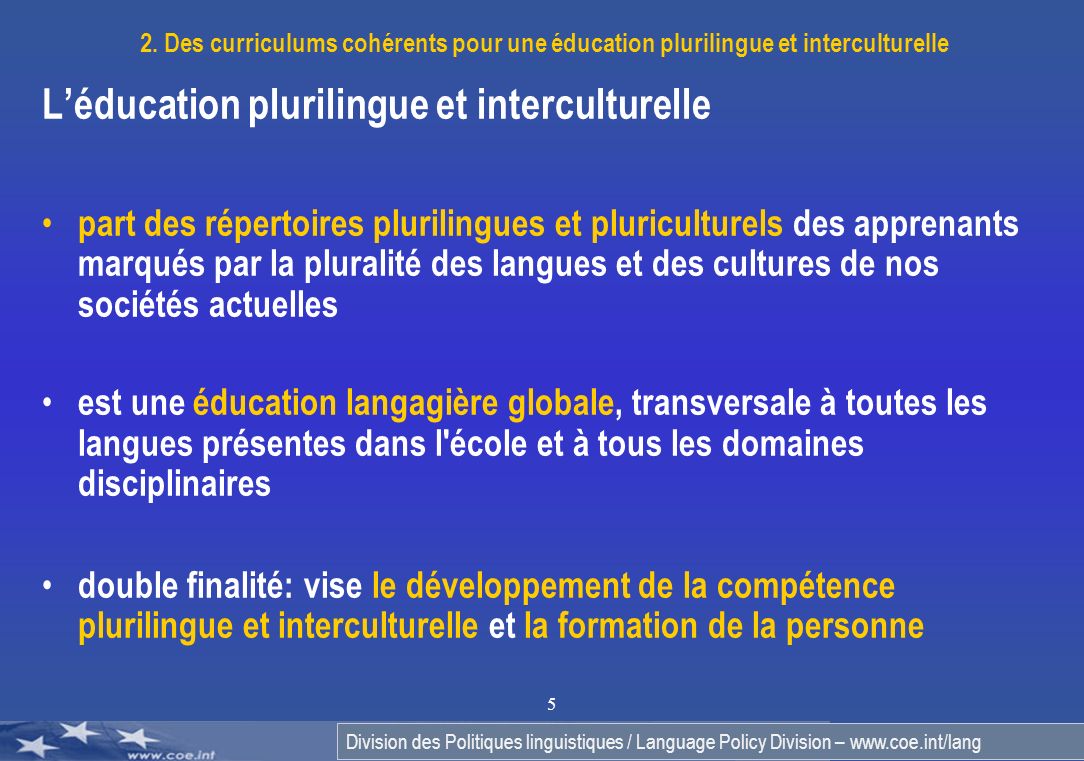 Division des Politiques linguistiques / Language Policy Division –