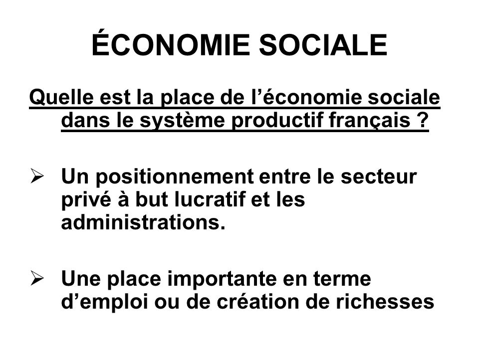 ÉCONOMIE SOCIALE Quelle est la place de léconomie sociale dans le système productif français .