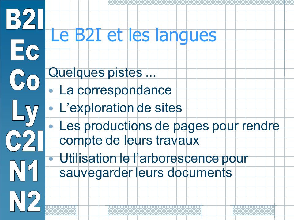 Le B2I et les langues Quelques pistes...
