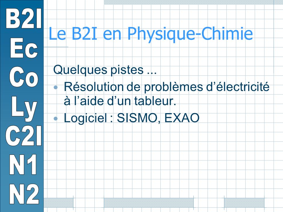 Le B2I en Physique-Chimie Quelques pistes...