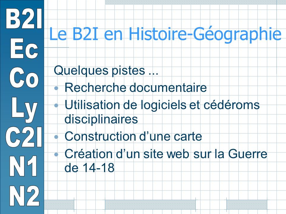 Le B2I en Histoire-Géographie Quelques pistes...