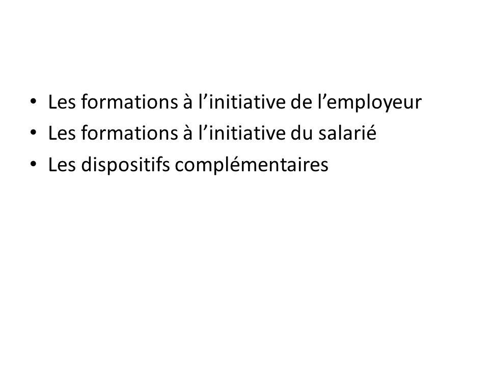 Les formations à l’initiative de l’employeur Les formations à l’initiative du salarié Les dispositifs complémentaires