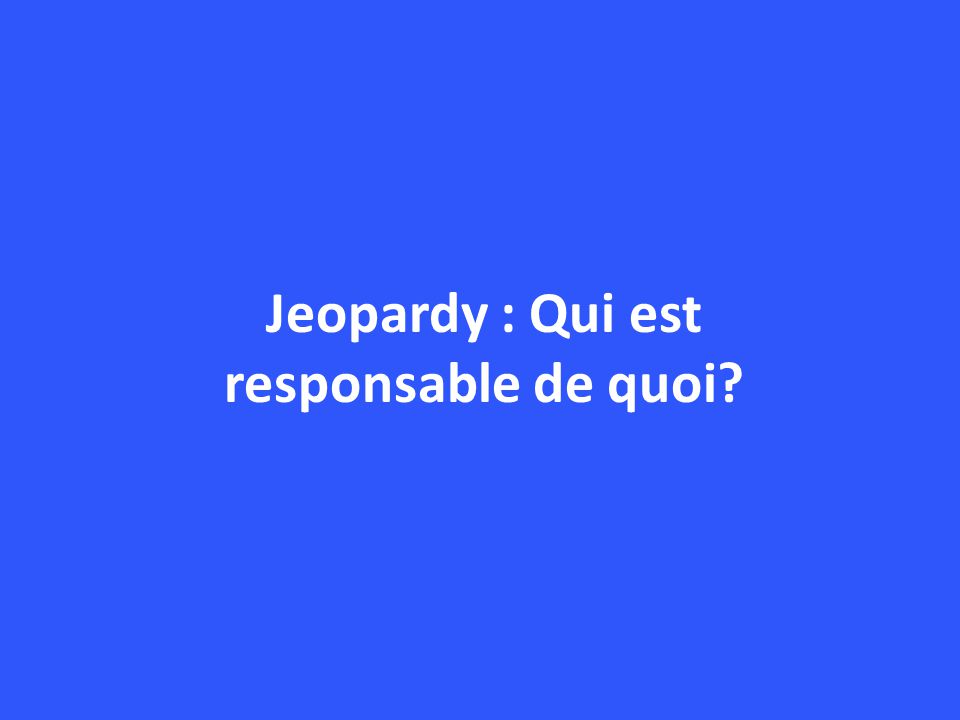 Jeopardy : Qui est responsable de quoi