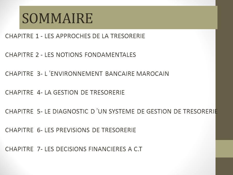 GESTION DE LA TRESORERIE BMS Définition De La Gestion De Trésorerie ...