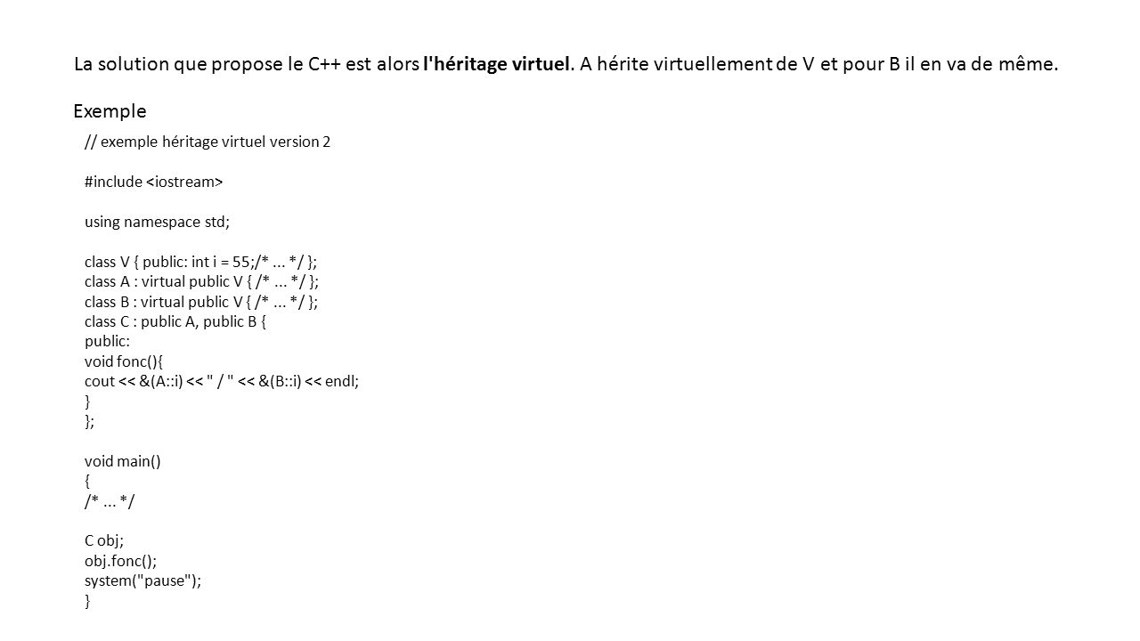 Heritage Multiple En Langage C Il Est Possible D Utiliser L Heritage Multiple Il Permet De Creer Des Classes Derivees A Partir De Plusieurs Classes Ppt Telecharger