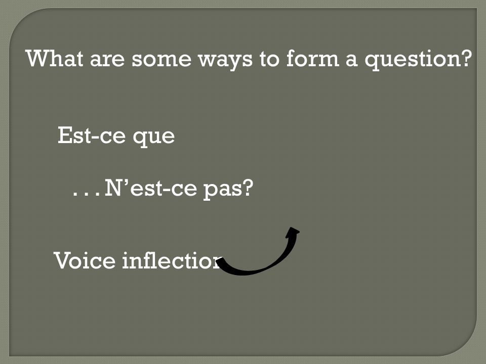 What are some ways to form a question Est-ce que... N’est-ce pas Voice inflection