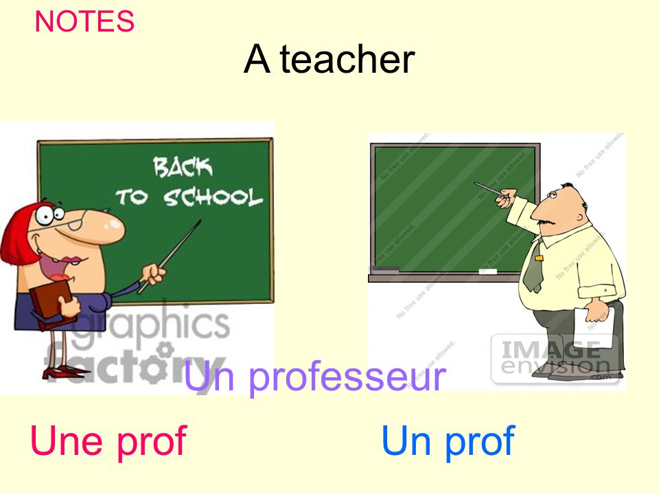 Une profUn prof A teacher Un professeur NOTES