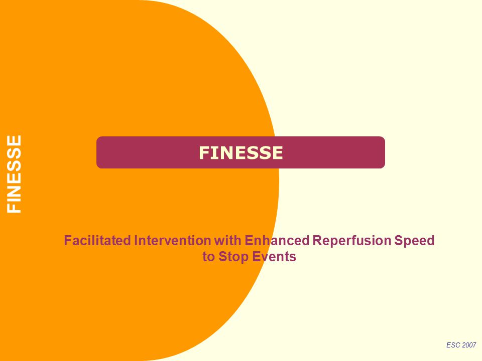 FINESSE Facilitated Intervention with Enhanced Reperfusion Speed to Stop Events ESC 2007 FINESSE