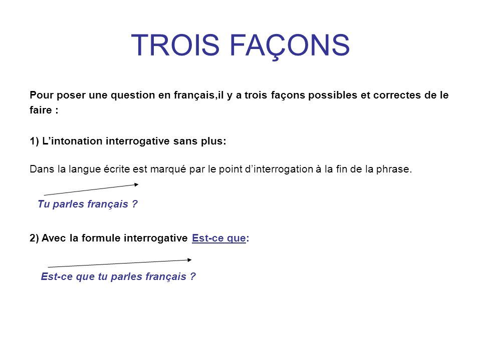 La Phrase Int Rrogative La Forme Interrogative Totale La Forme