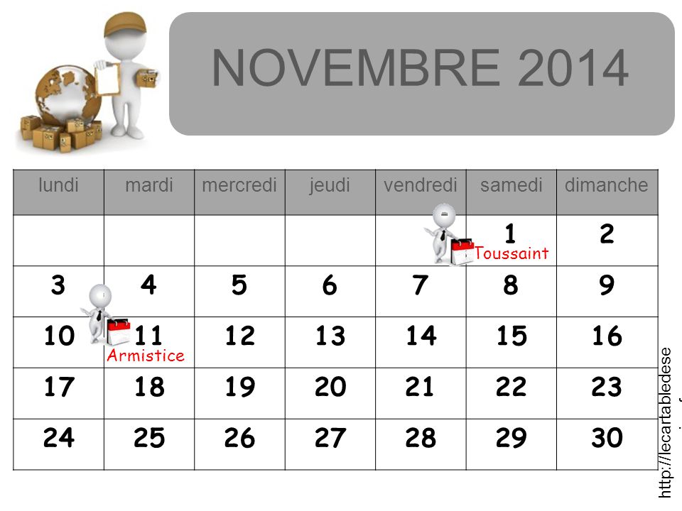 NOVEMBRE 2014 lundimardimercredijeudivendredisamedidimanche Toussaint Armistice   verine.fr