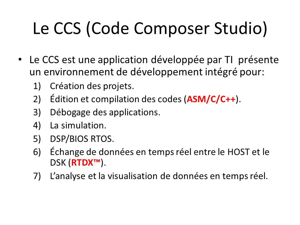 Travaux pratiques Le CCS (Code Composer Studio). Création d’un projet ...