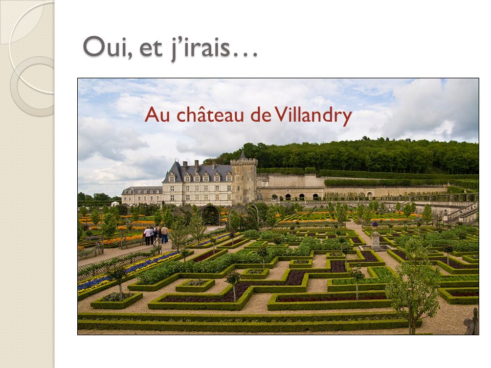 Oui, et jirais… Au château de Villandry