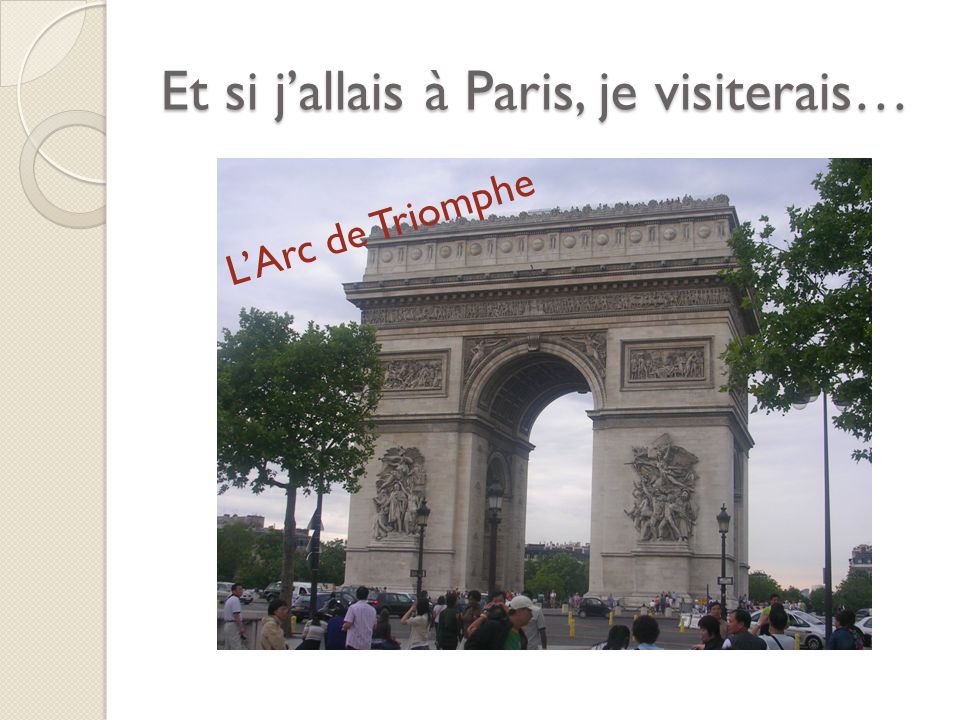 Et si jallais à Paris, je visiterais… LArc de Triomphe