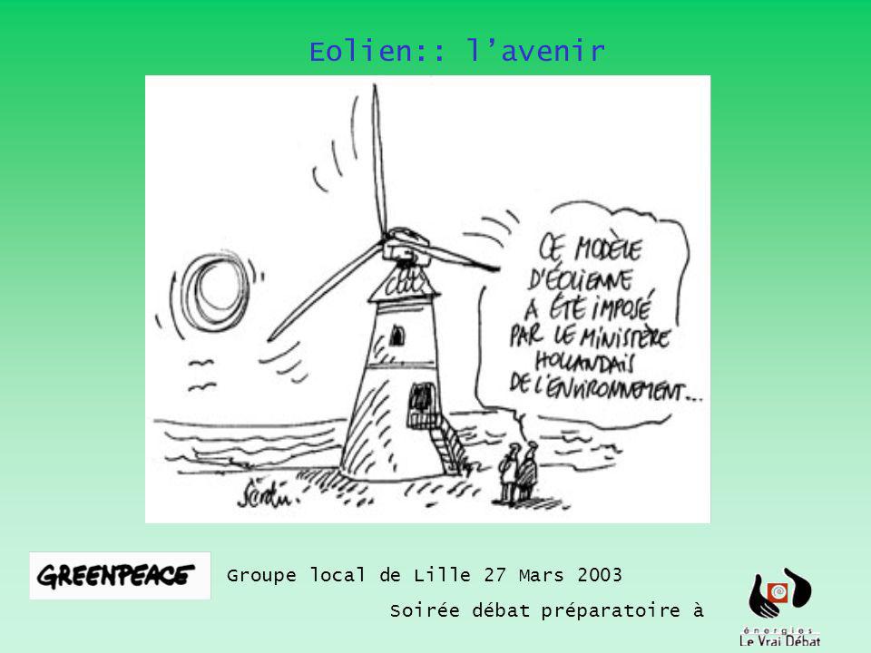 Eolien:: lavenir Groupe local de Lille 27 Mars 2003 Soirée débat préparatoire à
