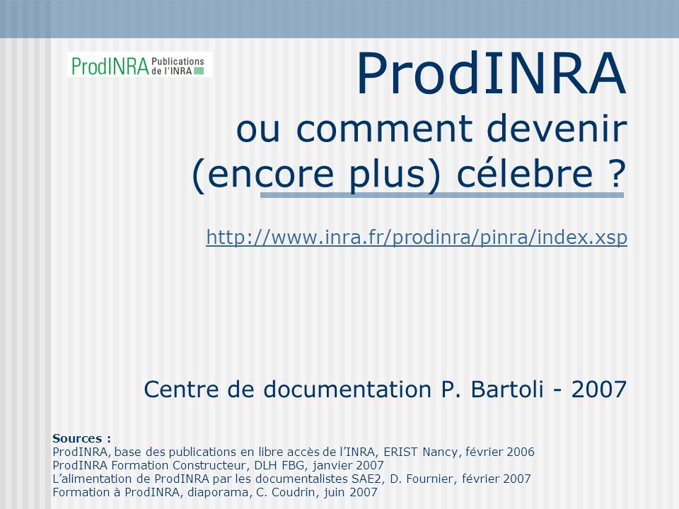 ProdINRA   Centre de documentation P.