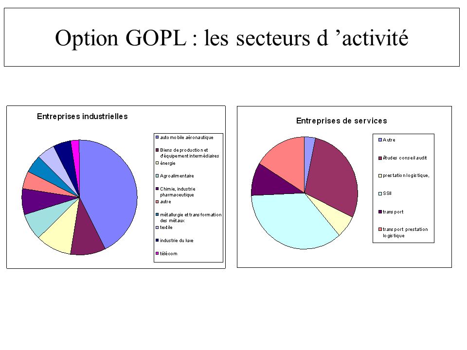 Option GOPL : les secteurs d activité