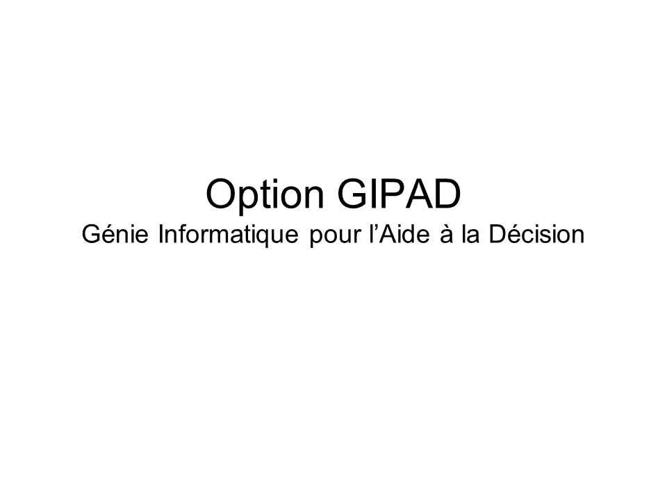 Option GIPAD Génie Informatique pour lAide à la Décision