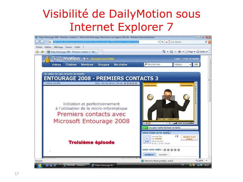 Visibilité de DailyMotion sous Internet Explorer 7 17