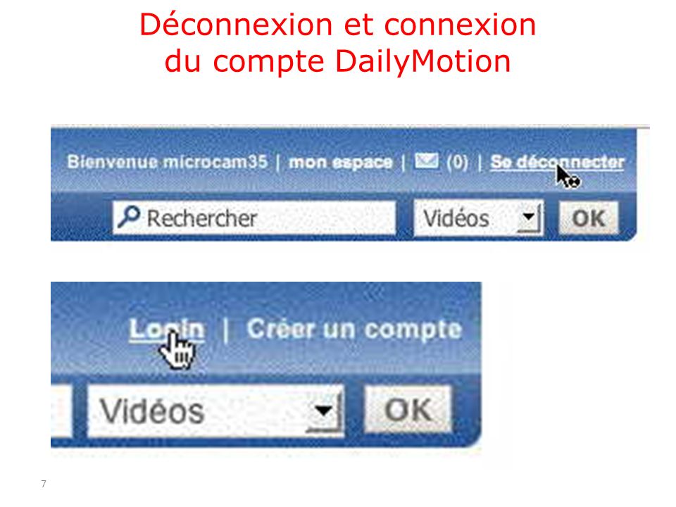 Déconnexion et connexion du compte DailyMotion 7