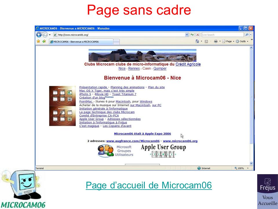 Page sans cadre Page daccueil de Microcam06