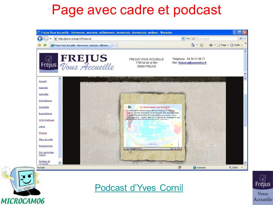 Page avec cadre et podcast Podcast dYves Cornil