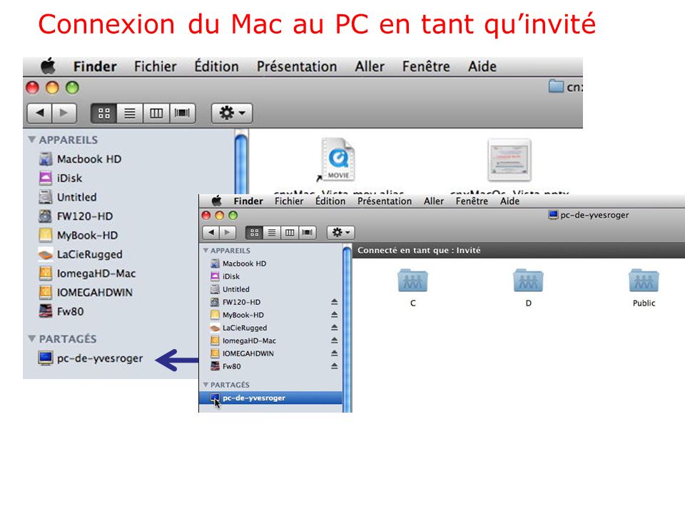 Connexion du Mac au PC en tant quinvité