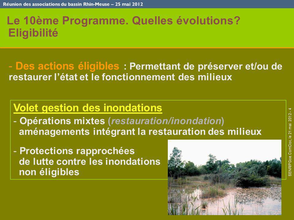 Réunion des associations du bassin Rhin-Meuse – 25 mai 2012 SENR/PGoe.ComDoc, le 21 mai Le 10ème Programme.