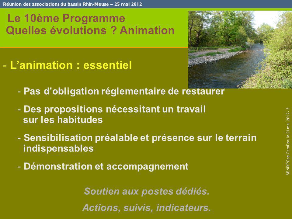 Réunion des associations du bassin Rhin-Meuse – 25 mai 2012 SENR/PGoe.ComDoc, le 21 mai Le 10ème Programme Quelles évolutions .