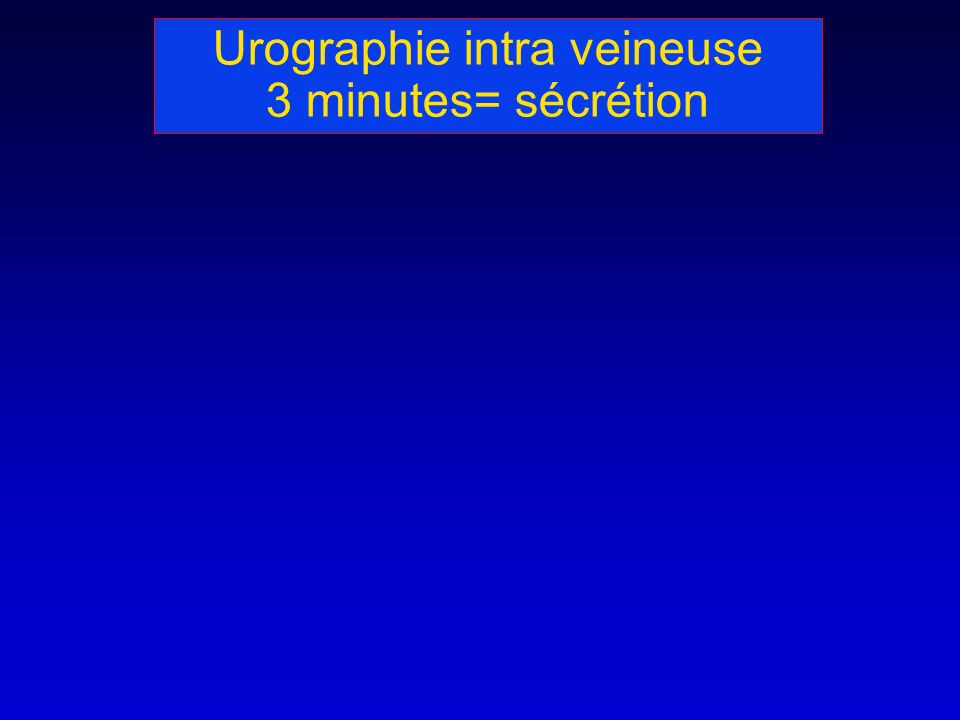 Urographie intra veineuse 3 minutes= sécrétion