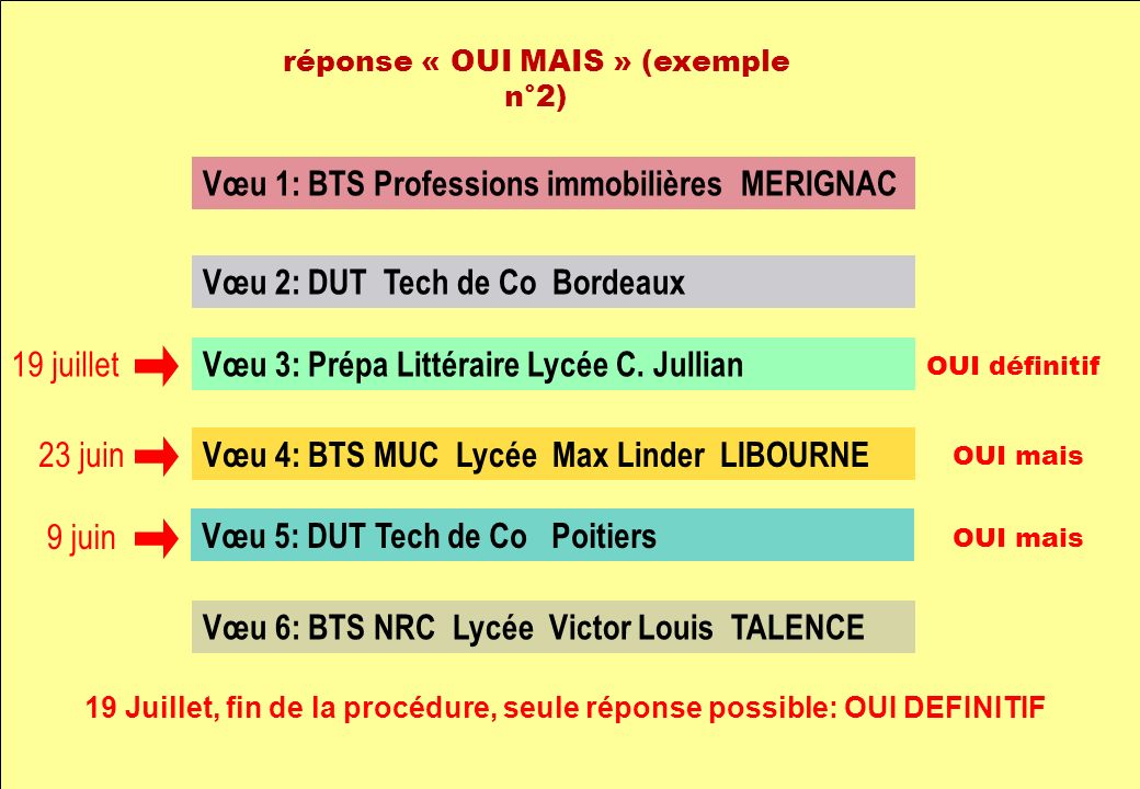 Vœu 1: BTS Professions immobilières MERIGNAC Vœu 2: DUT Tech de Co Bordeaux Vœu 3: Prépa Littéraire Lycée C.