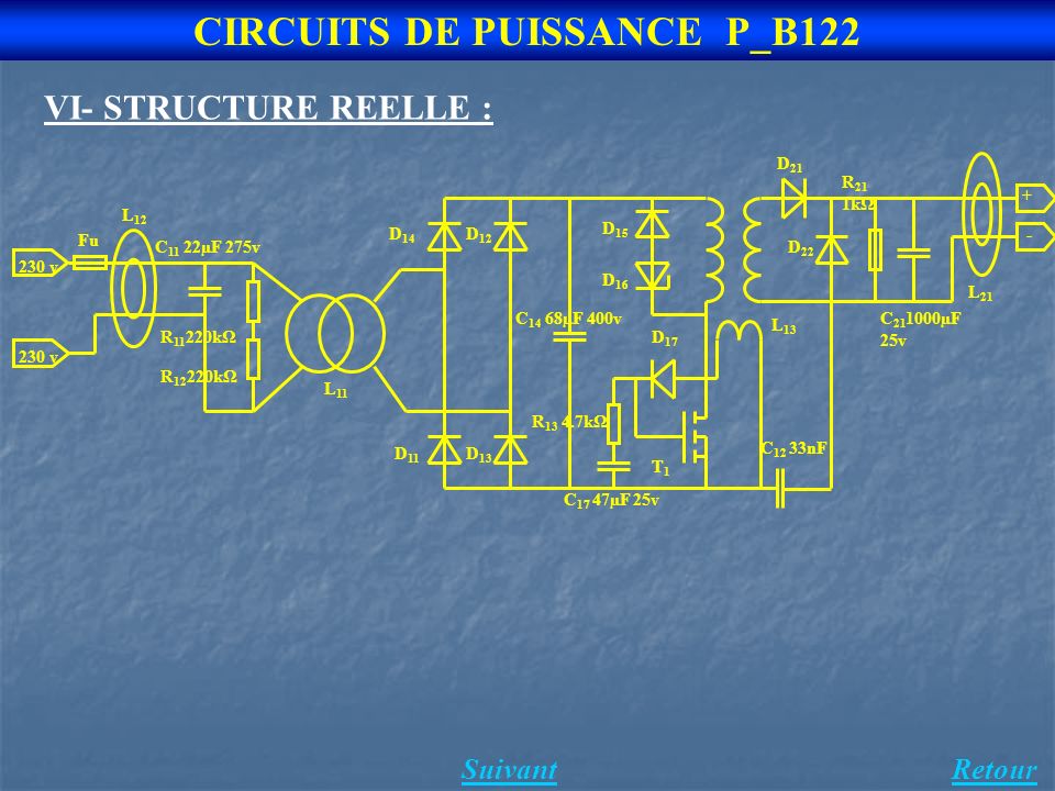 CIRCUITS DE PUISSANCE P_B122 RetourSuivant VI- STRUCTURE REELLE :
