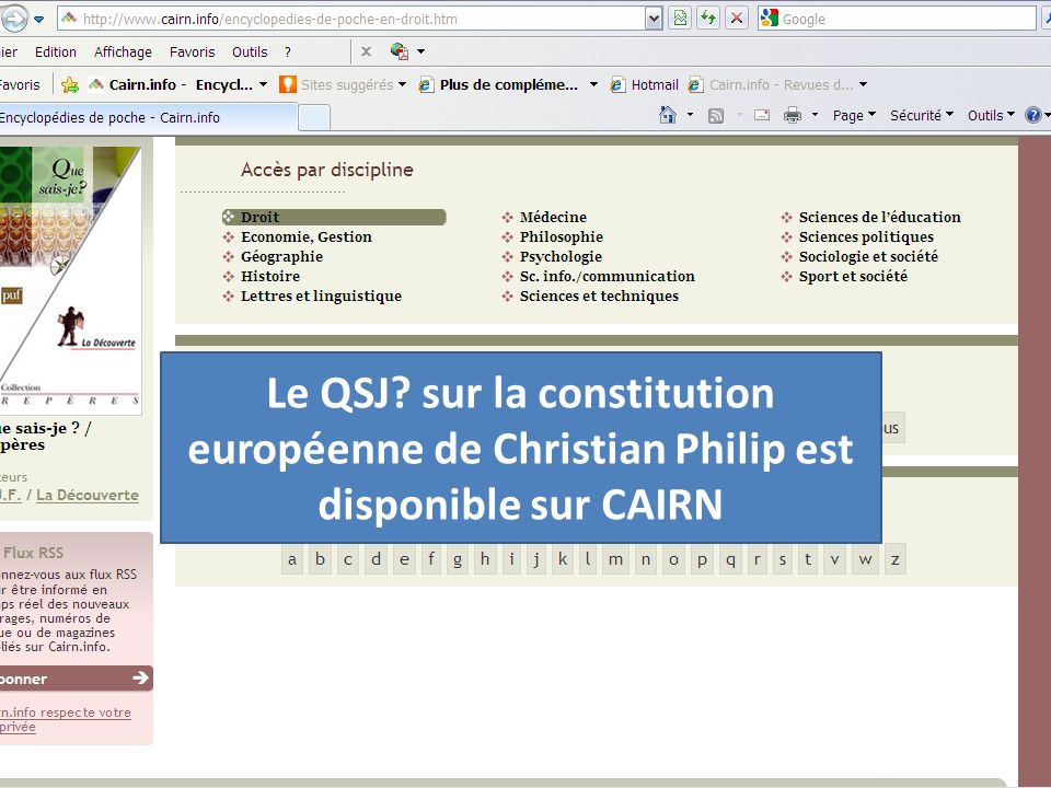 Le QSJ sur la constitution européenne de Christian Philip est disponible sur CAIRN