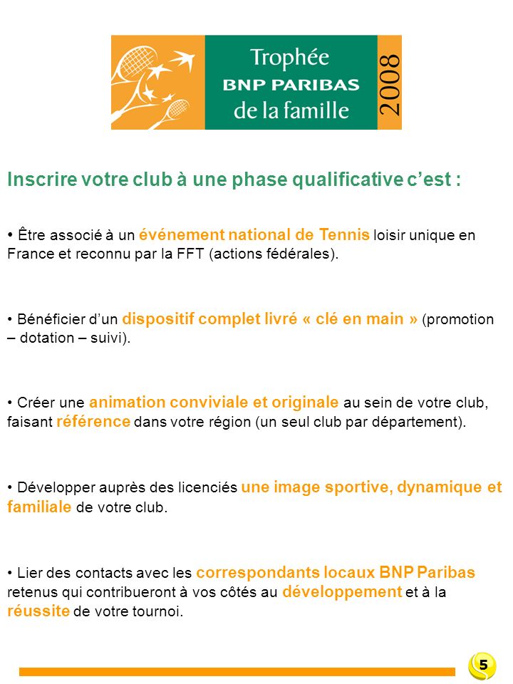 Inscrire votre club à une phase qualificative cest : Être associé à un événement national de Tennis loisir unique en France et reconnu par la FFT (actions fédérales).